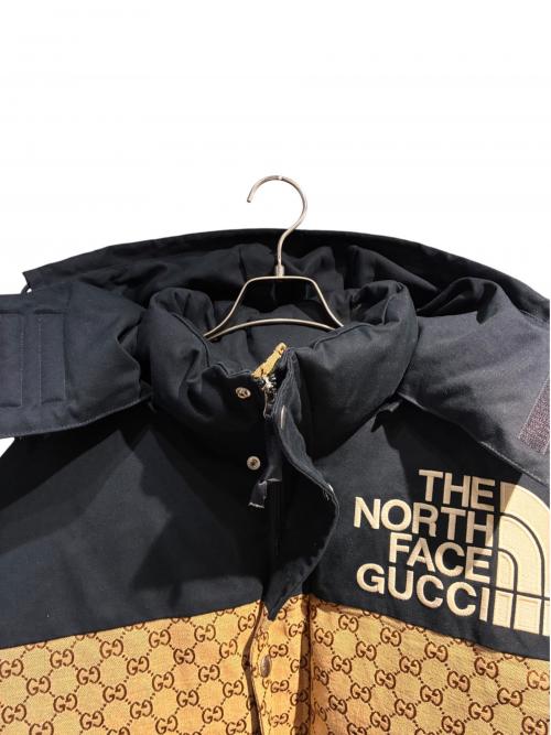 GUCCI（グッチ）GUCCI (グッチ) THE NORTH FACE (ザ ノース フェイス) GG Padded Jacket ブラック×ブラウン サイズ:Mの古着・服飾アイテム