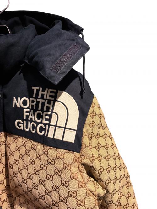 GUCCI（グッチ）GUCCI (グッチ) THE NORTH FACE (ザ ノース フェイス) GG Padded Jacket ブラック×ブラウン サイズ:Mの古着・服飾アイテム