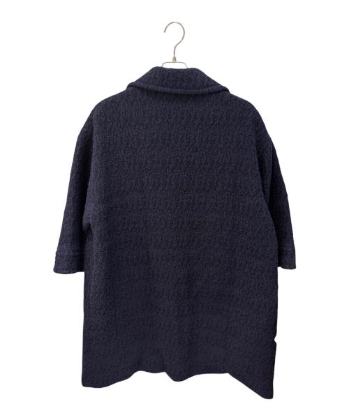 GUCCI（グッチ）GUCCI (グッチ) ソフトツイードブークレ オーバーサイズコート ネイビー サイズ:36の古着・服飾アイテム