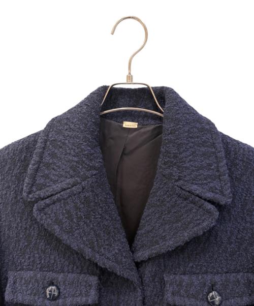 GUCCI（グッチ）GUCCI (グッチ) ソフトツイードブークレ オーバーサイズコート ネイビー サイズ:36の古着・服飾アイテム