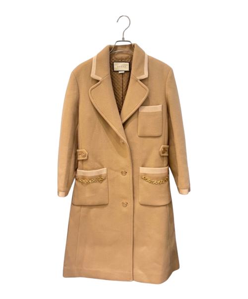 GUCCI（グッチ）GUCCI (グッチ) GGボタンウールチェスターコート キャメル サイズ:38の古着・服飾アイテム