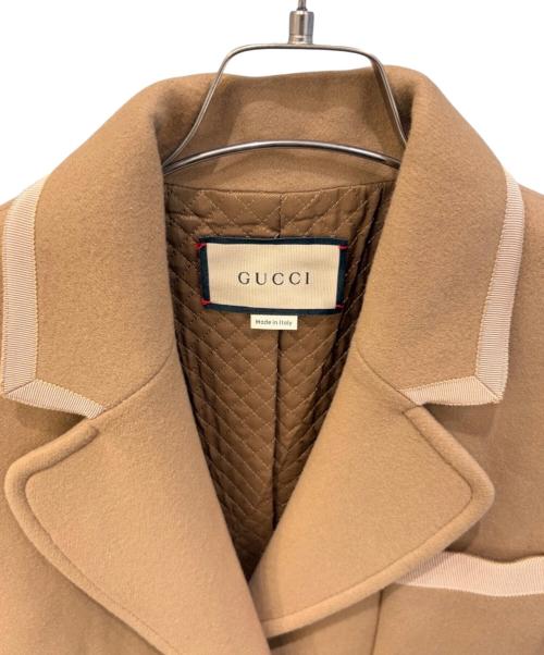 GUCCI（グッチ）GUCCI (グッチ) GGボタンウールチェスターコート キャメル サイズ:38の古着・服飾アイテム