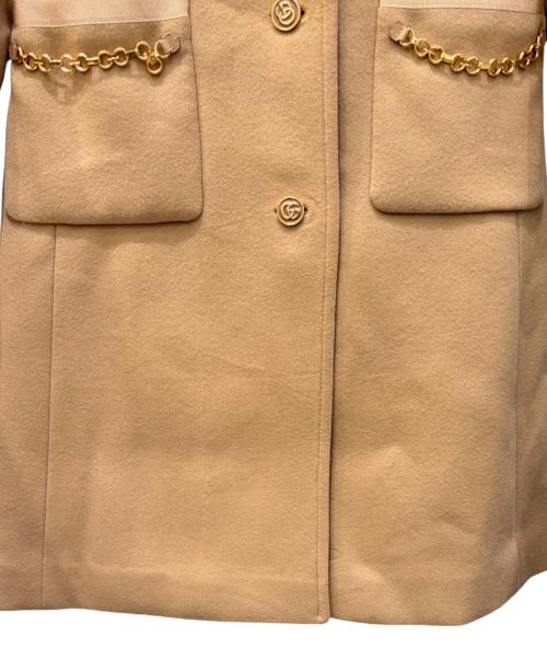 GUCCI（グッチ）GUCCI (グッチ) GGボタンウールチェスターコート キャメル サイズ:38の古着・服飾アイテム