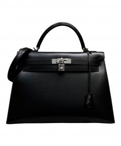 HERMES（エルメス）の古着「Kelly 32/ケリー32 外縫い/シルバー金具/ボックスカーフ/ブラック/□F刻印/2002年製」