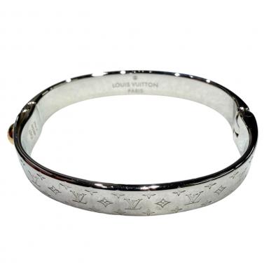LOUIS VUITTON カフVシャドー バングル　M62496 シルバー 中古・古着通販】LOUIS VUITTON (ルイ ヴィトン) カフ・ナノグラム