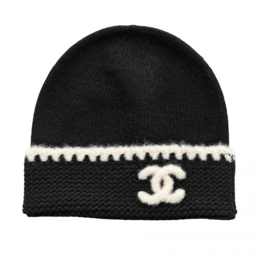 CHANEL（シャネル）CHANEL (シャネル) ココマーク カシミヤニット帽 ブラックの古着・服飾アイテム