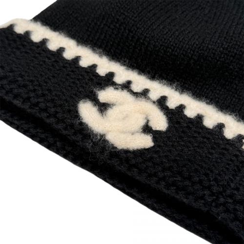 CHANEL（シャネル）CHANEL (シャネル) ココマーク カシミヤニット帽 ブラックの古着・服飾アイテム