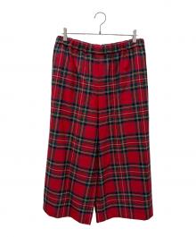 COMME des GARCONS（コムデギャルソン）の古着「タータンチェックワイドパンツ」｜レッド