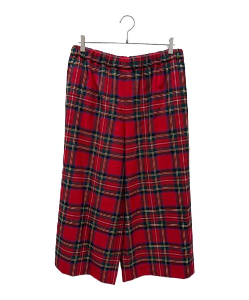 COMME des GARCONS（コムデギャルソン）COMME des GARCONS (コムデギャルソン) タータンチェックワイドパンツ レッド サイズ:Mの古着・服飾アイテム