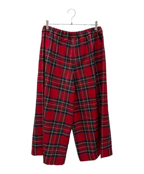 COMME des GARCONS（コムデギャルソン）COMME des GARCONS (コムデギャルソン) タータンチェックワイドパンツ レッド サイズ:Mの古着・服飾アイテム