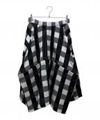 COMME des GARCONS COMME des GARCONSコムデギャルソン コムデギャルソン）の古着「ブロックチェック柄 切替デザインスカート」｜ホワイト×ブラック