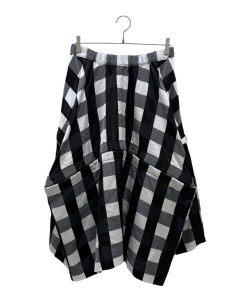 COMME des GARCONS COMME des GARCONS（コムデギャルソン コムデギャルソン）COMME des GARCONS COMME des GARCONS (コムデギャルソン コムデギャルソン) ブロックチェック柄 切替デザインスカート ホワイト×ブラック サイズ:Mの古着・服飾アイテム