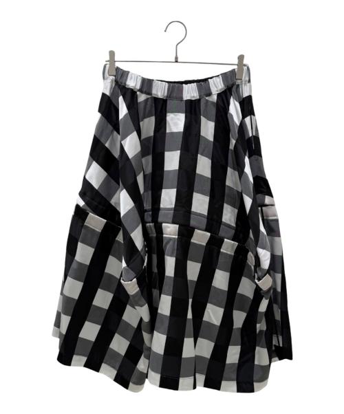 COMME des GARCONS COMME des GARCONS（コムデギャルソン コムデギャルソン）COMME des GARCONS COMME des GARCONS (コムデギャルソン コムデギャルソン) ブロックチェック柄 切替デザインスカート ホワイト×ブラック サイズ:Mの古着・服飾アイテム