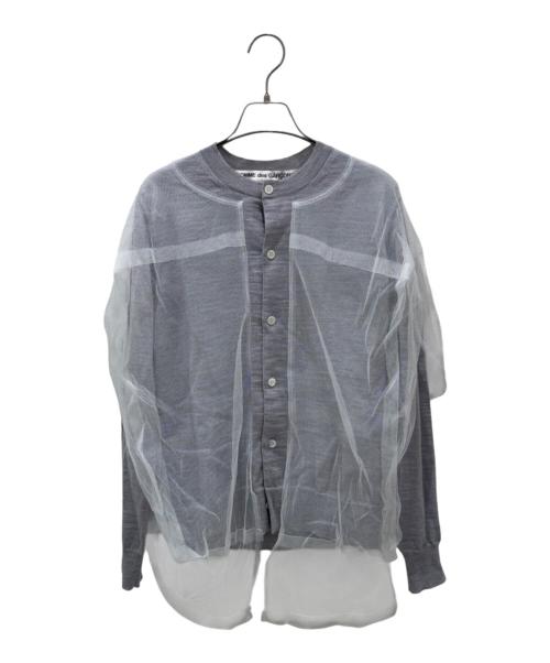 COMME des GARCONS（コムデギャルソン）COMME des GARCONS (コムデギャルソン) ウール チュールレイヤードカーディガン グレー サイズ:Mの古着・服飾アイテム