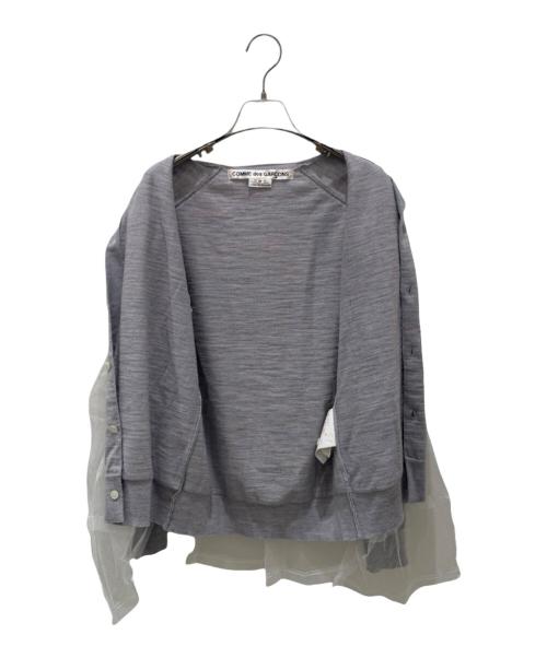 COMME des GARCONS（コムデギャルソン）COMME des GARCONS (コムデギャルソン) ウール チュールレイヤードカーディガン グレー サイズ:Mの古着・服飾アイテム