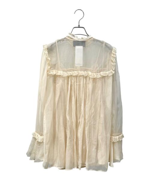 GUCCI（グッチ）GUCCI (グッチ) シルクシフォンラッフルブラウス ベージュ サイズ:40の古着・服飾アイテム