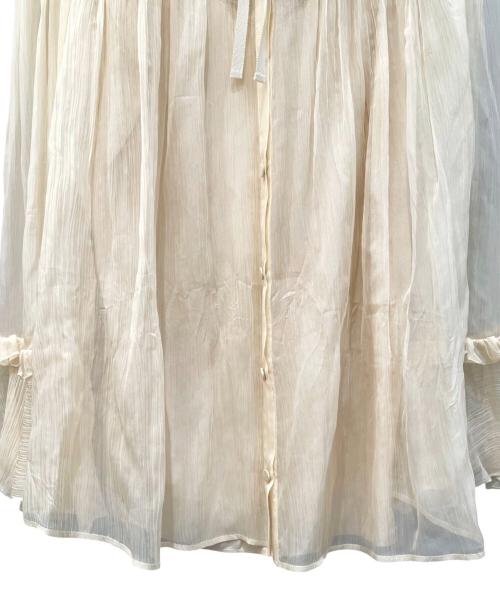 GUCCI（グッチ）GUCCI (グッチ) シルクシフォンラッフルブラウス ベージュ サイズ:40の古着・服飾アイテム