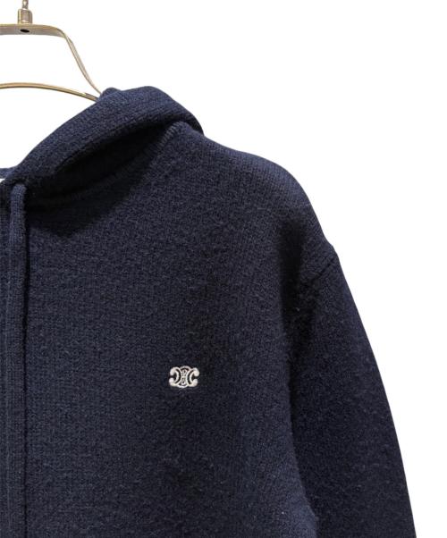 CELINE（セリーヌ）CELINE (セリーヌ) ミニトリオンフ刺繍ニットパーカー ネイビー サイズ:Mの古着・服飾アイテム