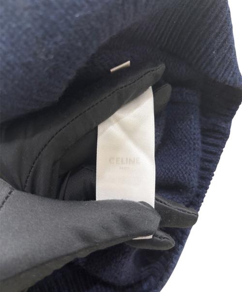 CELINE（セリーヌ）CELINE (セリーヌ) ミニトリオンフ刺繍ニットパーカー ネイビー サイズ:Mの古着・服飾アイテム
