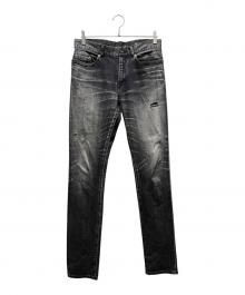 Saint Laurent Paris（サンローランパリ）の古着「ダメージ加工スキニーデニムパンツ」｜グレー