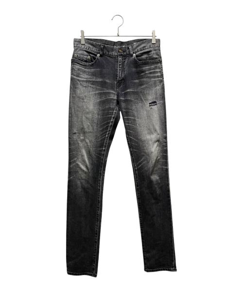 Saint Laurent Paris（サンローランパリ）Saint Laurent Paris (サンローランパリ) ダメージ加工スキニーデニムパンツ グレー サイズ:30の古着・服飾アイテム
