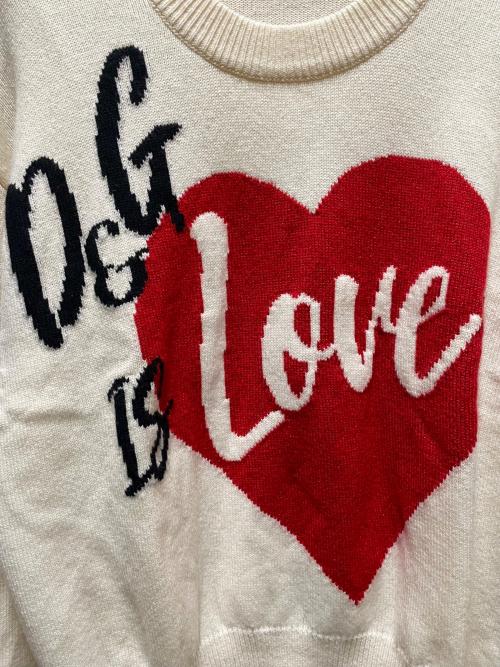 DOLCE & GABBANA（ドルチェ＆ガッバーナ）DOLCE & GABBANA (ドルチェ＆ガッバーナ) カシミヤ ハート クルーネックニット ホワイト サイズ:38の古着・服飾アイテム