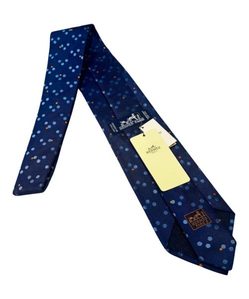 HERMES（エルメス）HERMES (エルメス) シルクネクタイ/ドット柄 ネイビー サイズ:- 未使用品の古着・服飾アイテム