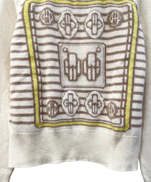 HERMES（エルメス）HERMES (エルメス) 襟ボタン ボーダー ニット アイボリー サイズ:40の古着・服飾アイテム