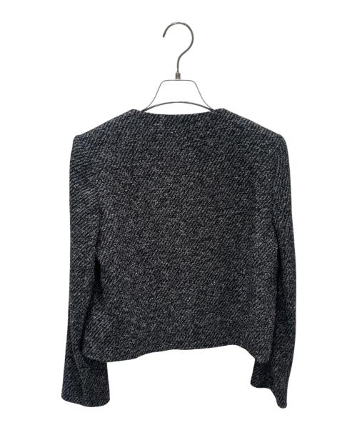 theory（セオリー）theory (セオリー) ノーカラー ツイードジャケット グレー サイズ:P/TPの古着・服飾アイテム