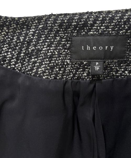 theory（セオリー）theory (セオリー) ノーカラー ツイードジャケット グレー サイズ:P/TPの古着・服飾アイテム