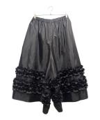 COMME des GARCONS COMME des GARCONSコムデギャルソン コムデギャルソン）の古着「フリルディテール ツイルワイドパンツ」｜ブラック