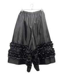 COMME des GARCONS COMME des GARCONS（コムデギャルソン コムデギャルソン）の古着「フリルディテール ツイルワイドパンツ」｜ブラック