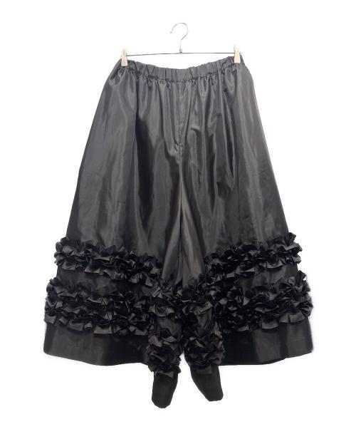 COMME des GARCONS COMME des GARCONS（コムデギャルソン コムデギャルソン）COMME des GARCONS COMME des GARCONS (コムデギャルソン コムデギャルソン) フリルディテール ツイルワイドパンツ ブラック サイズ:Sの古着・服飾アイテム
