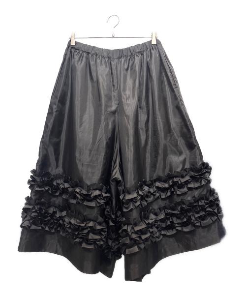COMME des GARCONS COMME des GARCONS（コムデギャルソン コムデギャルソン）COMME des GARCONS COMME des GARCONS (コムデギャルソン コムデギャルソン) フリルディテール ツイルワイドパンツ ブラック サイズ:Sの古着・服飾アイテム