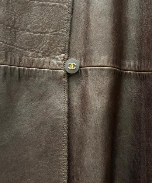 CHANEL（シャネル）CHANEL (シャネル) 90s 切替レザーコート ブラウン サイズ:40の古着・服飾アイテム