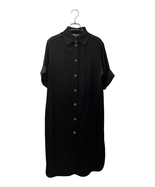 CHANEL（シャネル）CHANEL (シャネル) ココマークボタンシルクワンピース ブラック サイズ:34の古着・服飾アイテム