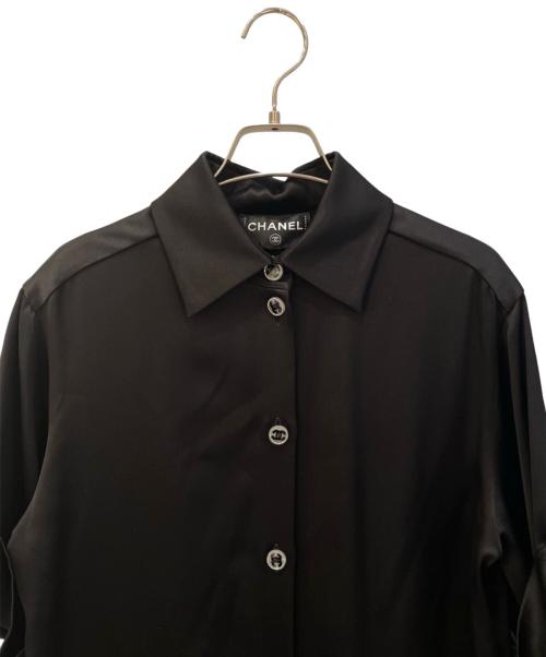 CHANEL（シャネル）CHANEL (シャネル) ココマークボタンシルクワンピース ブラック サイズ:34の古着・服飾アイテム