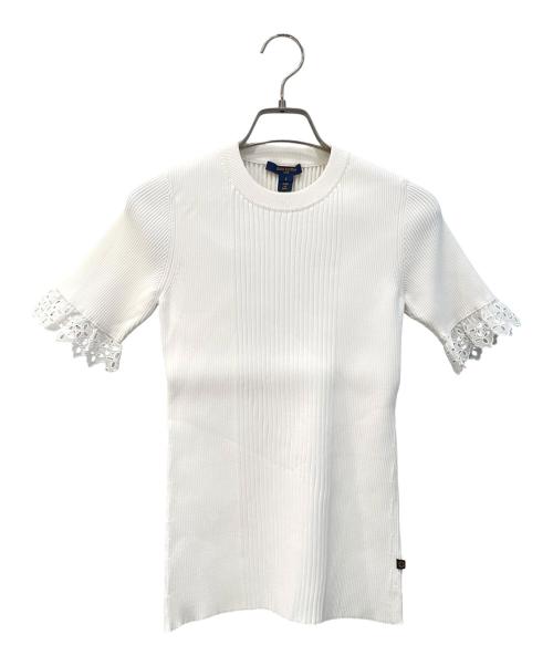 LOUIS VUITTON（ルイ ヴィトン）LOUIS VUITTON (ルイ ヴィトン) 袖モノグラムレースリブニット ホワイト サイズ:Ｓの古着・服飾アイテム