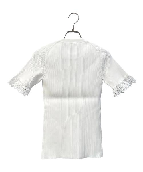 LOUIS VUITTON（ルイ ヴィトン）LOUIS VUITTON (ルイ ヴィトン) 袖モノグラムレースリブニット ホワイト サイズ:Ｓの古着・服飾アイテム