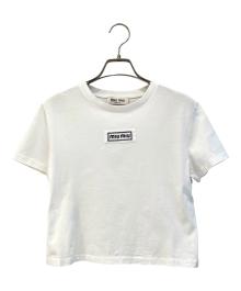 MIU MIU（ミュウミュウ）の古着「ロゴ クロップド Tシャツ」｜ホワイト
