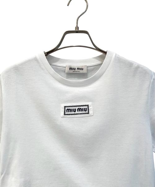 MIU MIU（ミュウミュウ）MIU MIU (ミュウミュウ) ロゴ クロップド Tシャツ ホワイト サイズ:ＸＳの古着・服飾アイテム