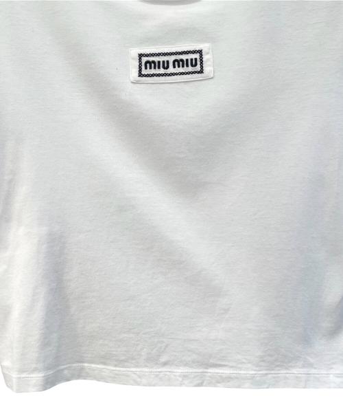 MIU MIU（ミュウミュウ）MIU MIU (ミュウミュウ) ロゴ クロップド Tシャツ ホワイト サイズ:ＸＳの古着・服飾アイテム