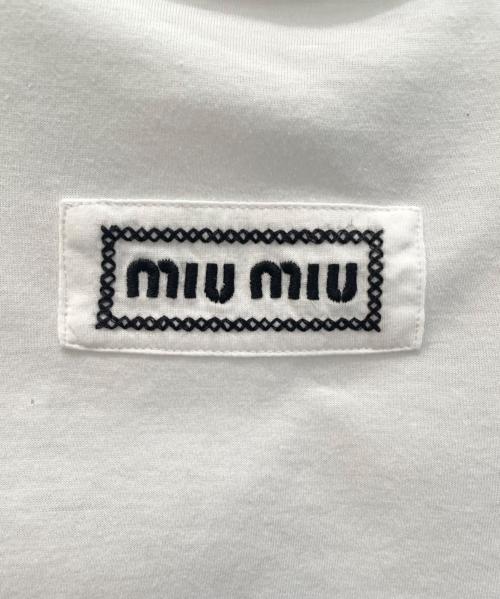 MIU MIU（ミュウミュウ）MIU MIU (ミュウミュウ) ロゴ クロップド Tシャツ ホワイト サイズ:ＸＳの古着・服飾アイテム