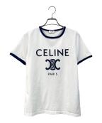 CELINEセリーヌ）の古着「トリオンフ プリントTシャツ」｜ネイビー×ホワイト
