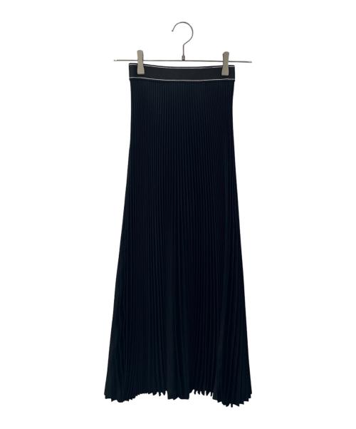 PRADA（プラダ）PRADA (プラダ) リブロゴ プリーツスカート ブラック サイズ:36の古着・服飾アイテム