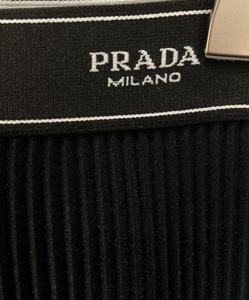 PRADA（プラダ）PRADA (プラダ) リブロゴ プリーツスカート ブラック サイズ:36の古着・服飾アイテム