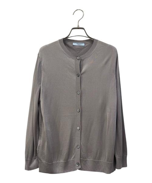 PRADA（プラダ）PRADA (プラダ) トライアングルモチーフ付カーディガン グレー サイズ:36の古着・服飾アイテム