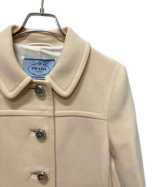 PRADA（プラダ）PRADA (プラダ) ベルト付きウールコート アイボリー サイズ:40S(JPサイズ：９号)の古着・服飾アイテム