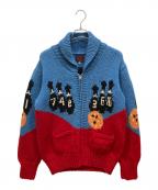 EVISUエヴィス）の古着「カウチンニットカーディガン」｜レッド×ブルー
