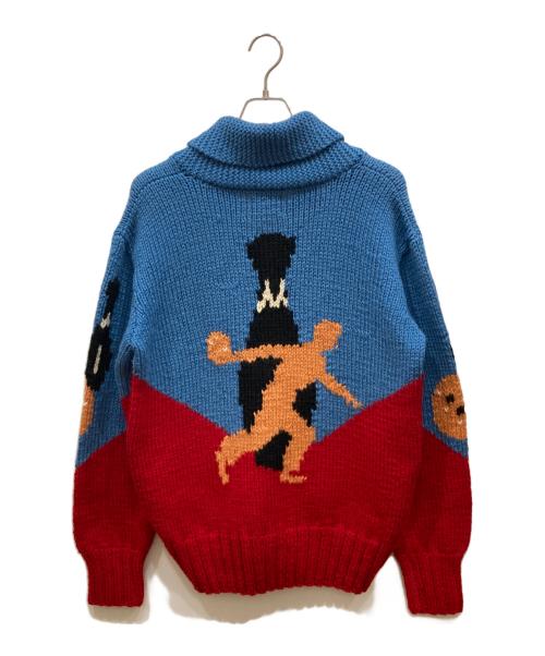 EVISU（エヴィス）EVISU (エヴィス) カウチンニットカーディガン レッド×ブルー サイズ:40の古着・服飾アイテム